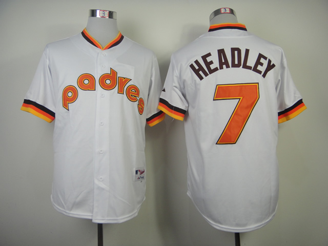 Men San Diego Padres 7 Headley White Throwback 1984 MLB Jerseys